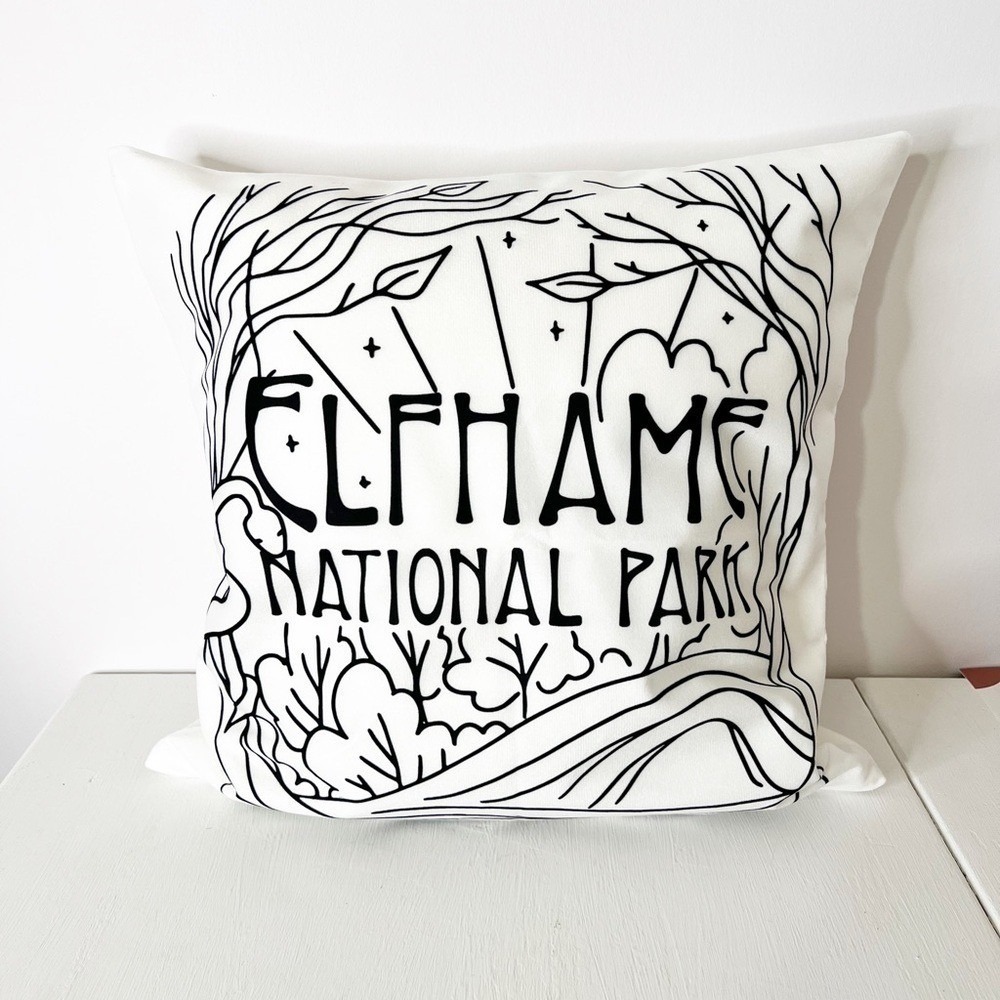 The Bookish Box Elfhame National Park Pillowcase White Black Fantasy Art